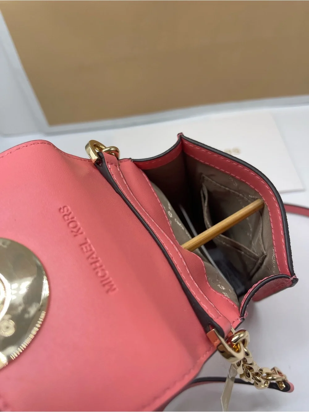 Michael Kors Carmen Small NS Phone Xbody Crossbody Bag Grapefruit NWT
